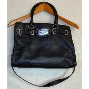 Michael Kors Purse Black Leather Medium Size Satchel Preppy Going Out Office